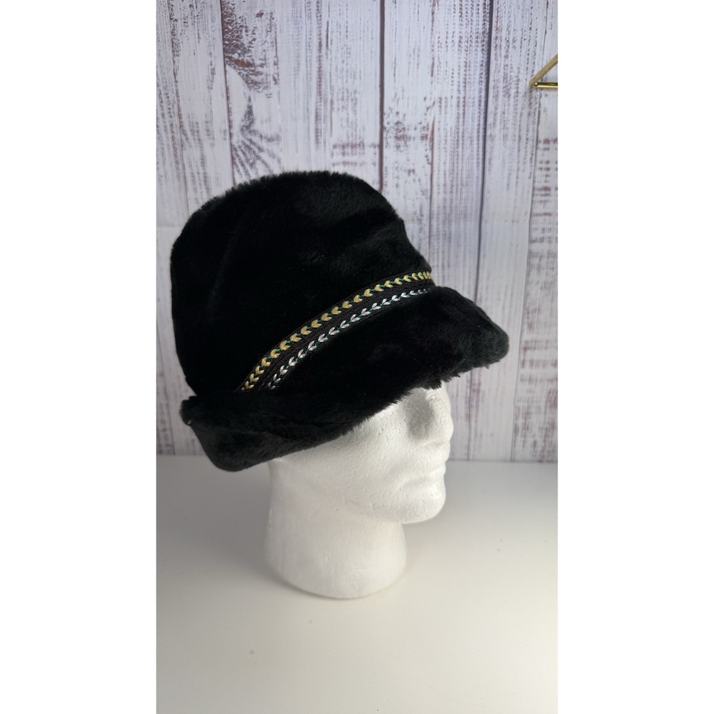 Vintage Amalgamated clothing Faux Fur Fedora Hat Mens XL Black